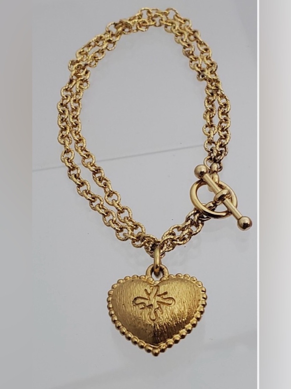 Silver 925 Gold polish SAI Heart Charm Toggle bracelet Women Jewelry
